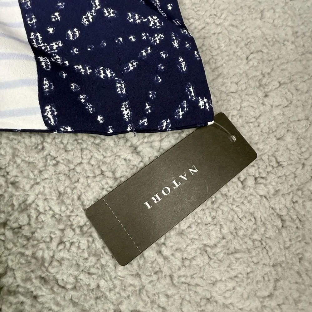 Natori Kabuki Pajama Set Womens L Indigo Floral Print 2-Piece Lounge Sleep NWT